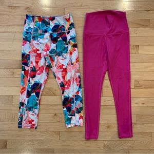 Zyia Active women’s size 4 athletic pants leggings pink long & floral capri set